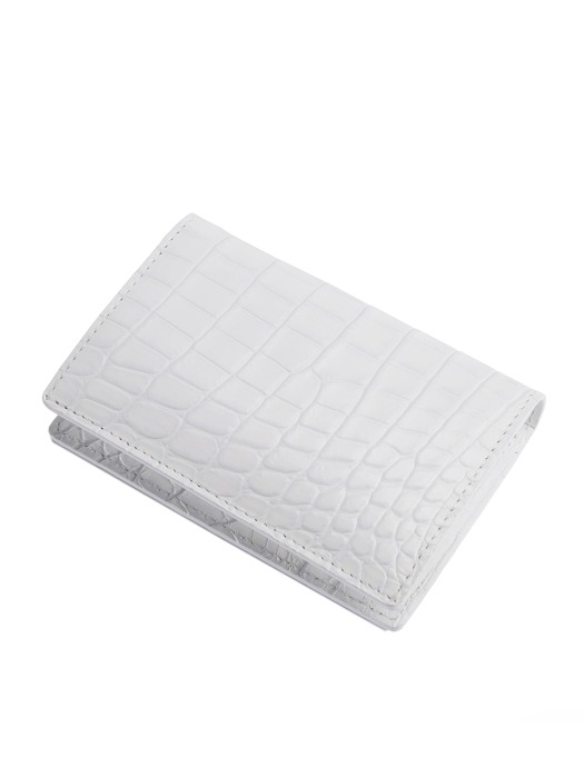 crocodile card wallet White