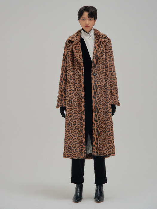 NATALIE Leopard Faux Fur Long Coat