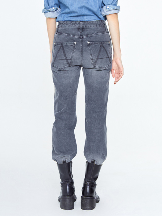 Grey Button down Straight-leg Jeans