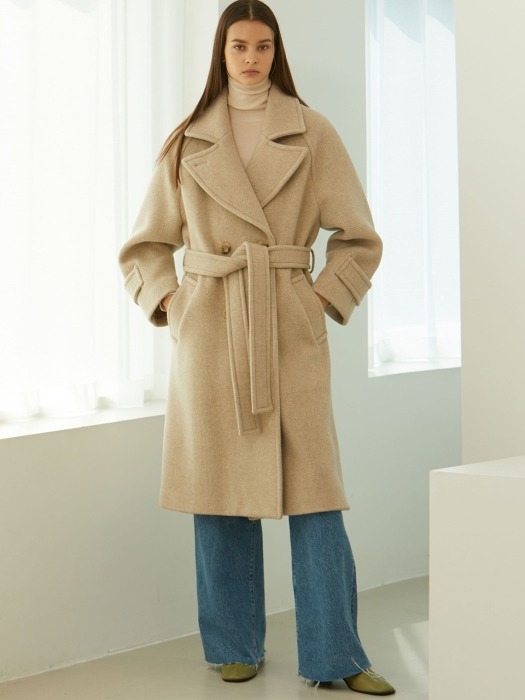 BEIGE RAGLAN OVERFIT WOOL COAT (베이지 래글런 오버핏 울 코트)