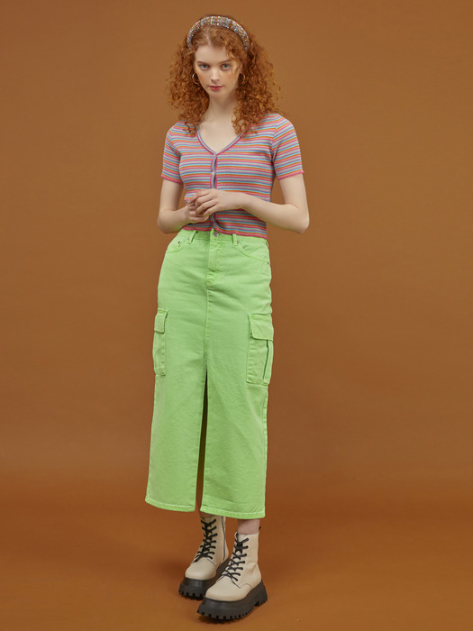 Neon Garment Dying Long Slit Skirt