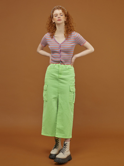 Neon Garment Dying Long Slit Skirt