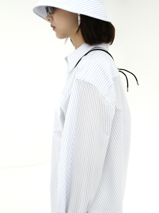 Sleeve pin-tuck shirts - Light blue stripe