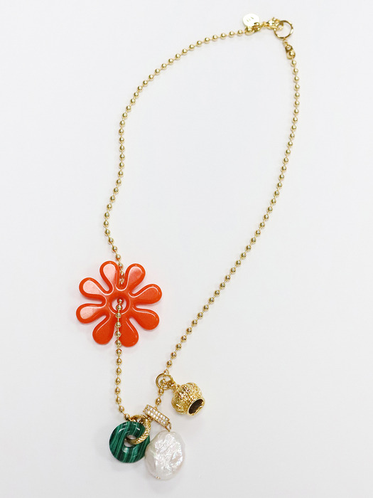 Tropical flower necklace (Gold)