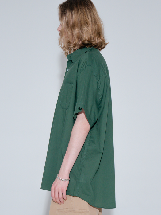 Overfit vivid linen color half shirt_green