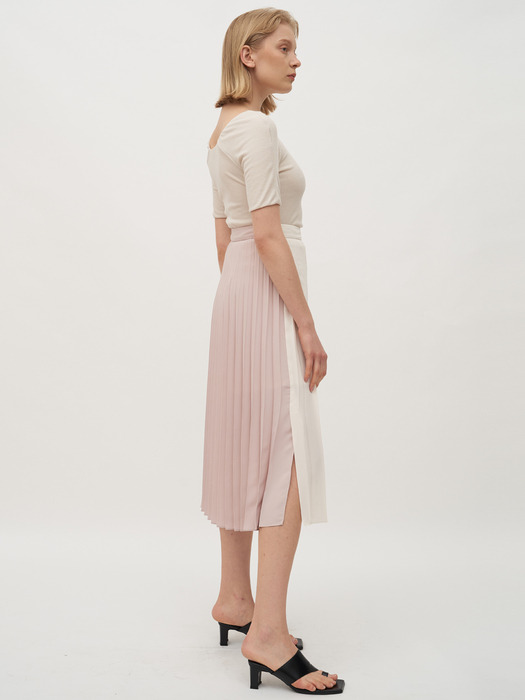 TTR PLEATED TWO-TONE SKIRT 2COLOR