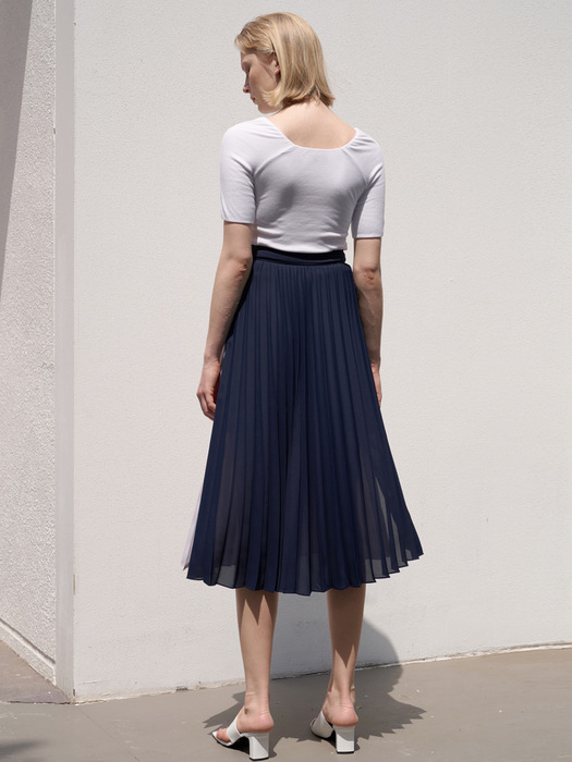 TTR PLEATED TWO-TONE SKIRT 2COLOR