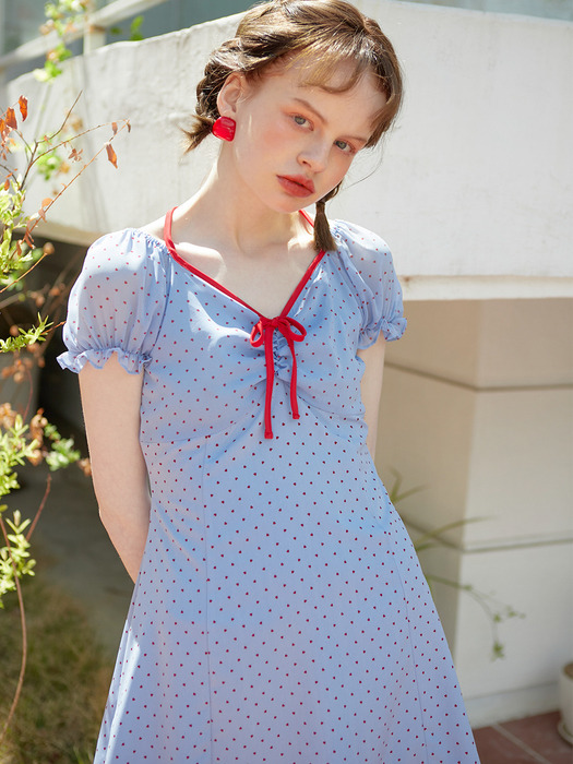 Ribbon Point Mini Dress_ Blue