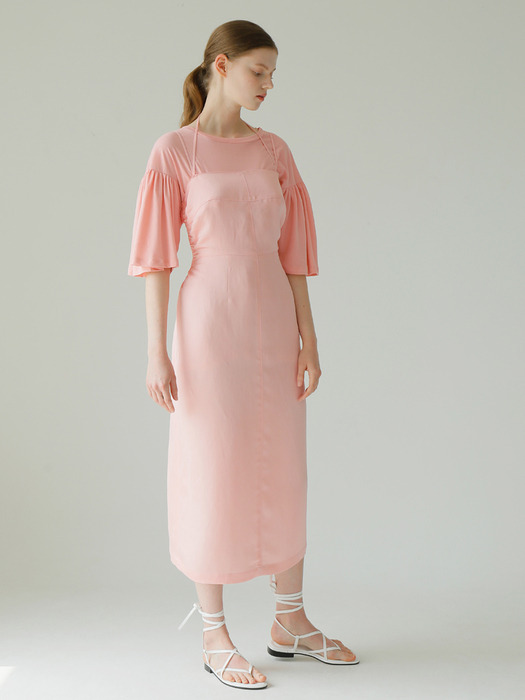 Slip Silk Linen Dress_Pink