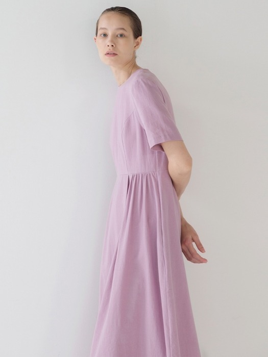 Waist Shirring Dress - Lavender