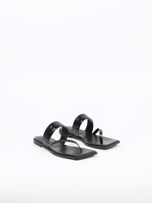 Cheyenne Sandals Leather Black Crocco