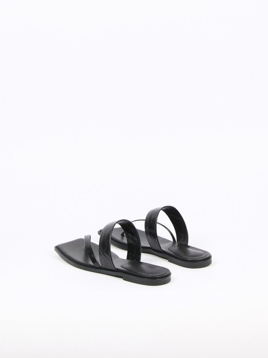 Cheyenne Sandals Leather Black Crocco