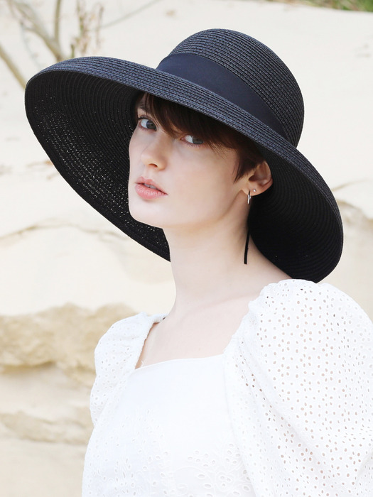 [unisex]LORIENT BLACK WIDE RIBBON HAT