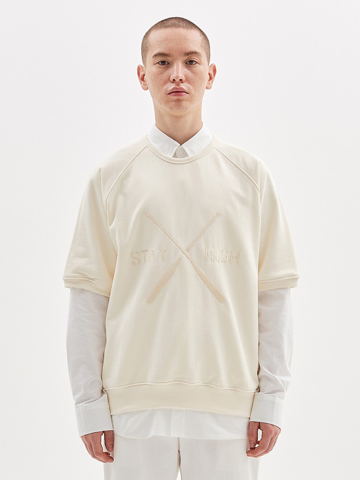 PADDLE EMBROIDERED HALF CREW_IVORY