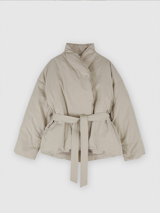 BELTED DOWN JACKET (LIGHT BEIGE)