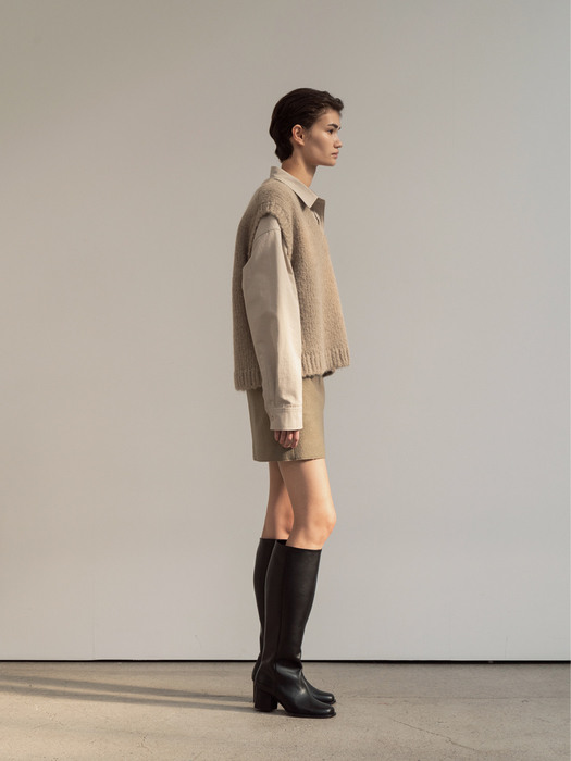 wool cutting skirt (khaki beige)
