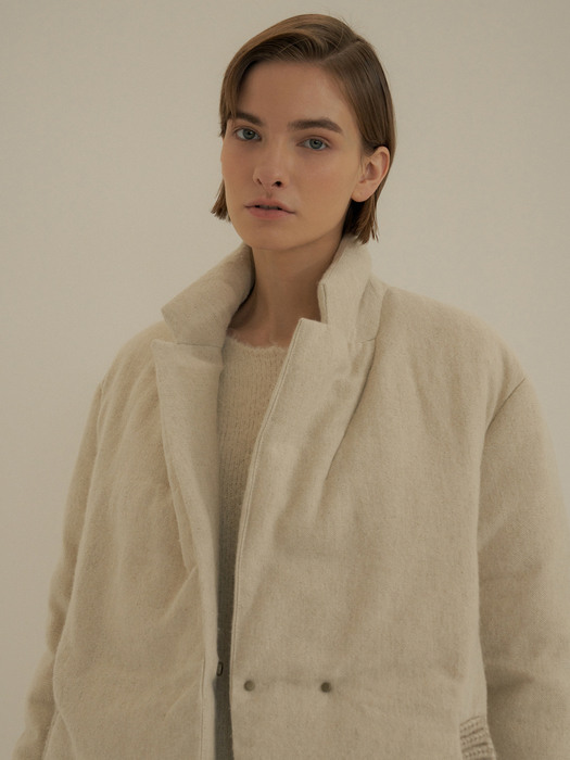 wool linen down coat