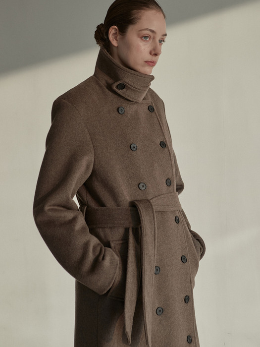 OU550 wool double trench coat (brown)