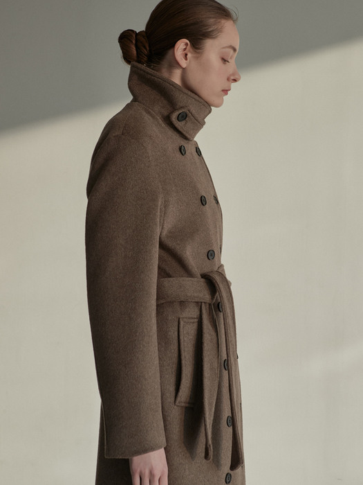 OU550 wool double trench coat (brown)