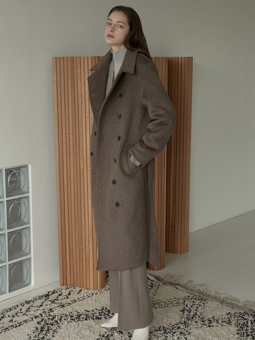 OU550 wool double trench coat (brown)