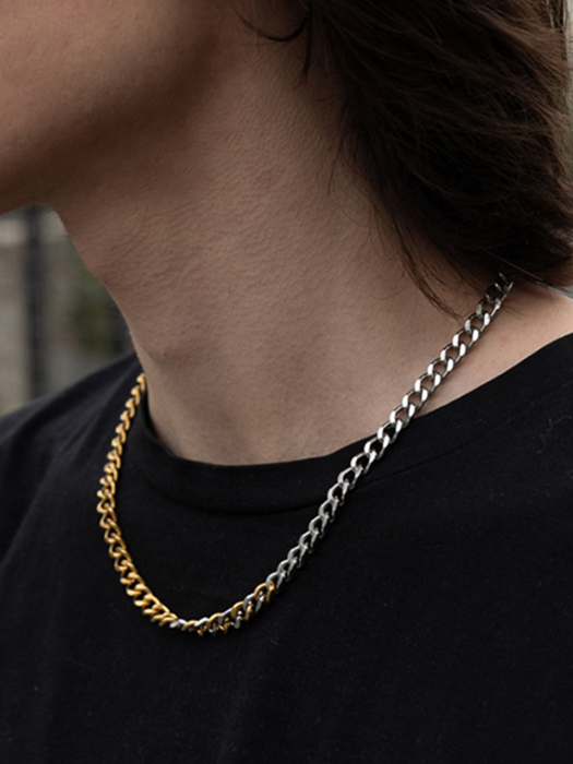 [써지컬스틸] BR48 Gold chain mix necklace