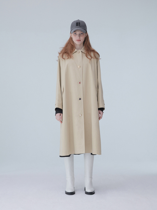 Custom button trench coat 001 Beige