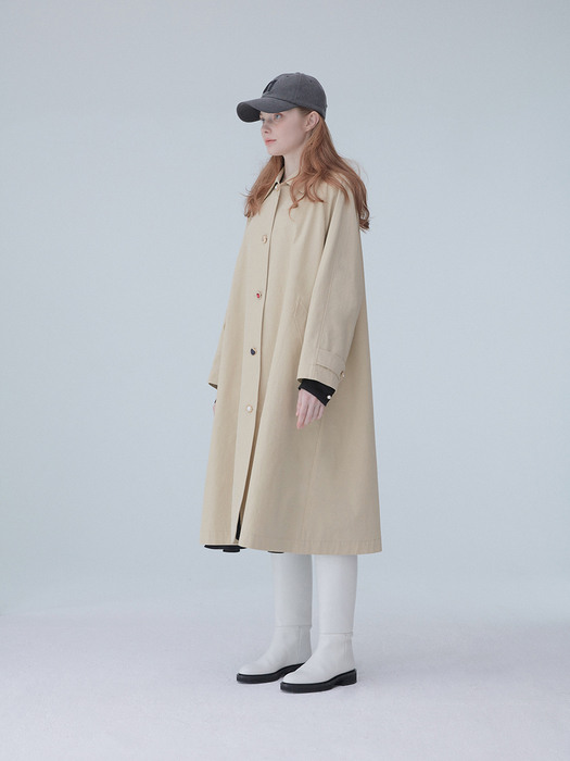 Custom button trench coat 001 Beige