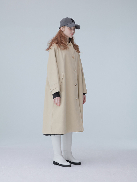 Custom button trench coat 001 Beige