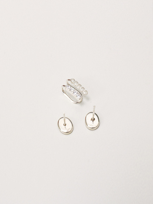 Mother of Pearl 92.5 Silver Earrings & Earcuff Set