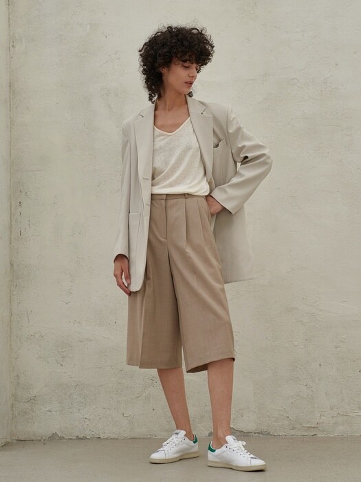 SINGLE HIDDEN LINE JACKET_MINT BEIGE