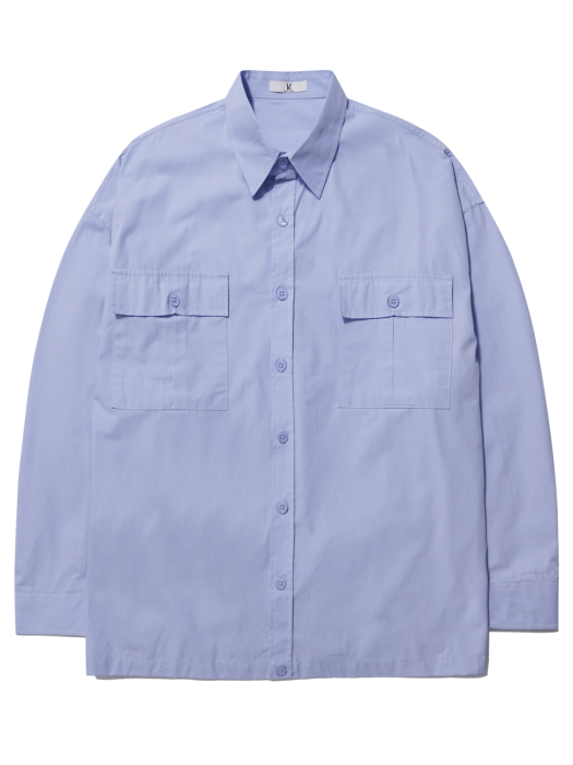 OVERFIT BANDING TWO POCKET SHIRT JACKET_SKY BLUE