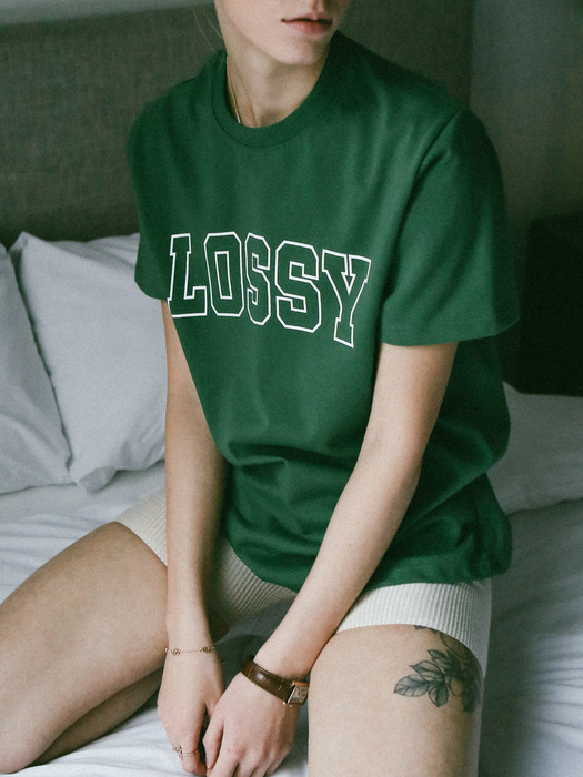 Lossy Outline Half Sleeve T-Shirt Green