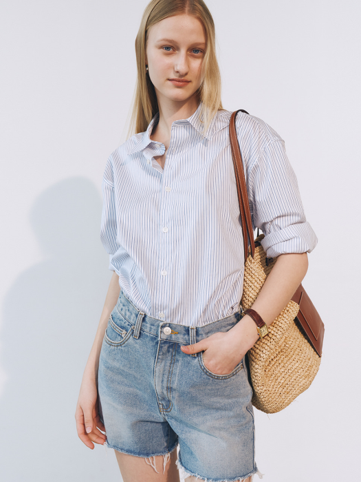 UNISEX STRIPED REGULAR SHIRT WHITE_UDSH1E102WT