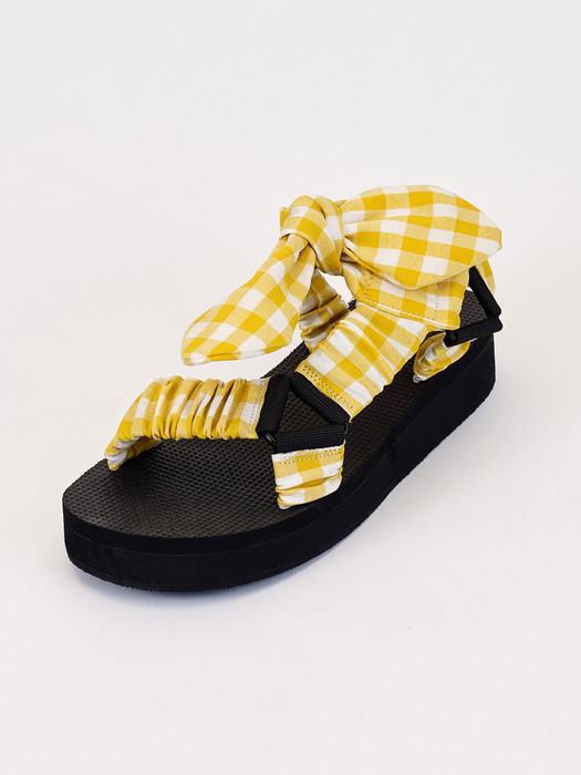 Ribbon Ankle Sandal (Yellow Check)