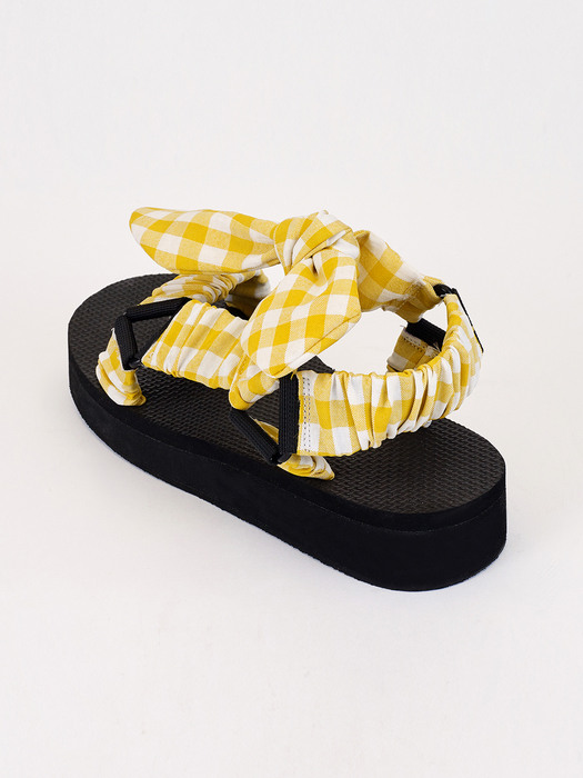 Ribbon Ankle Sandal (Yellow Check)