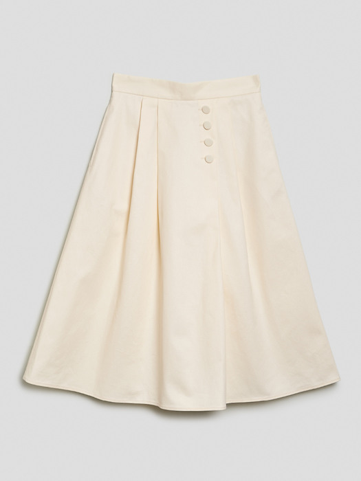 PINTUCK MIDI SKIRT(CREAM)