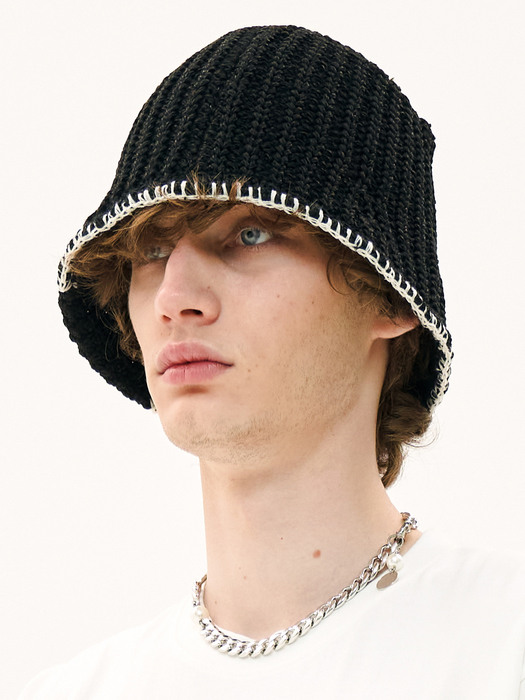 SMOCK PAPER KNIT BUCKET HAT_[BLACK]