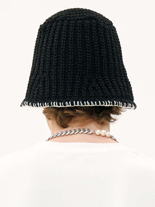 SMOCK PAPER KNIT BUCKET HAT_[BLACK]