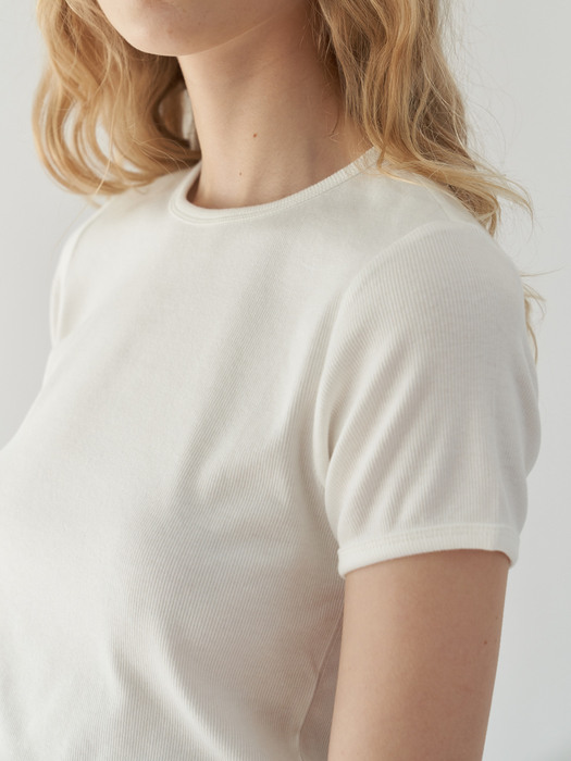 Ribbed Slim T-Shirt ( Off white )