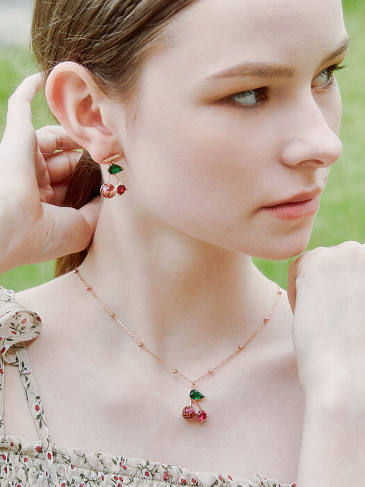 Cherry Snowball Earrings