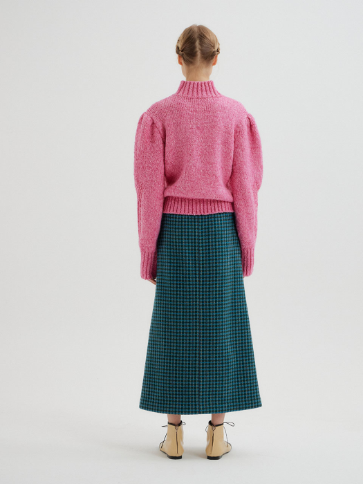 TEY Puff Sleeve Turtleneck Knit Pullover - Pink