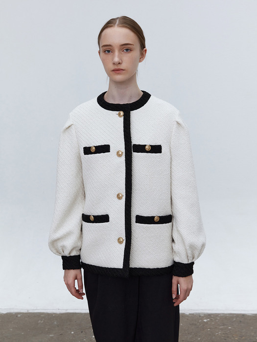 TOF VOLUME TWEED JACKET IVORY