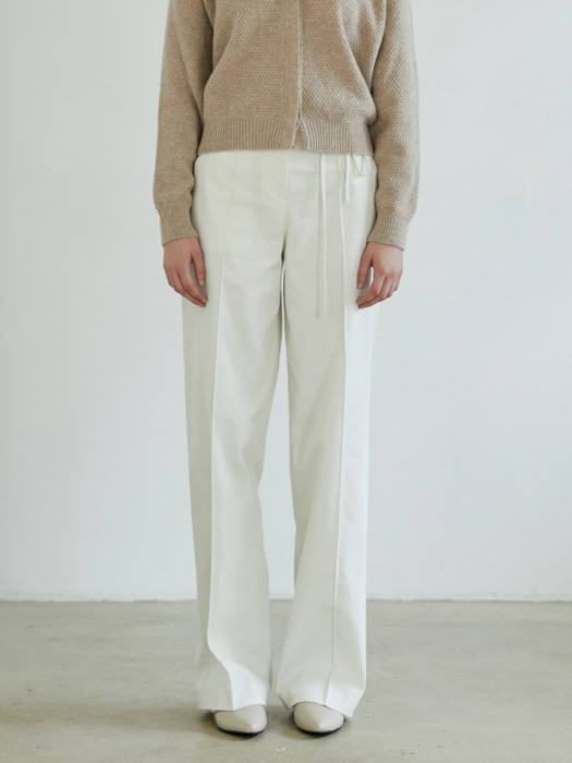 PIN WIDE TROUSER_Cream ivory