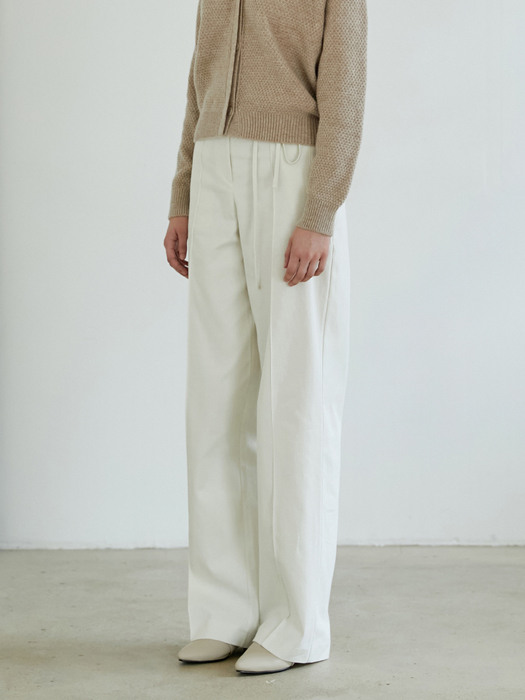 PIN WIDE TROUSER_Cream ivory
