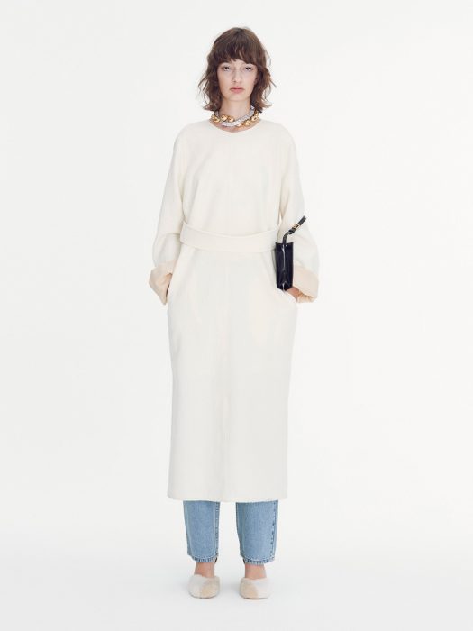 VIRGIN WOOL MIDI DRESS (IVORY)