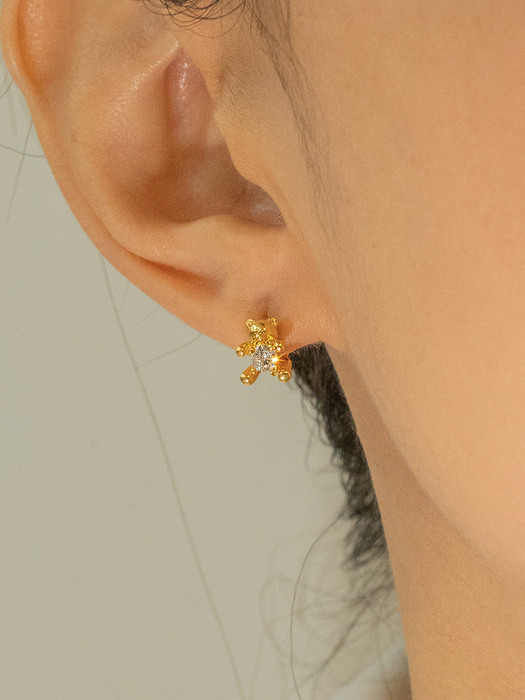 [SILVER925]Gold Bear Earring