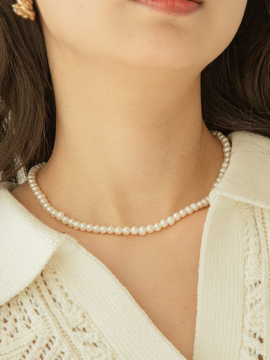 CLASSIC ROUND PEARLS NECKLACE 5mm