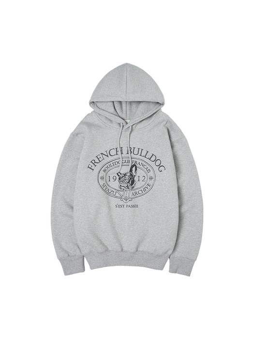 SITP5046 Bull Dog Printing Hoodie_Melange gray