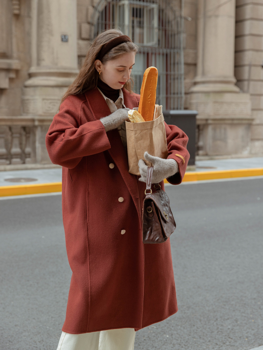 CELIA cashmere-blend handmade coat_burgundy