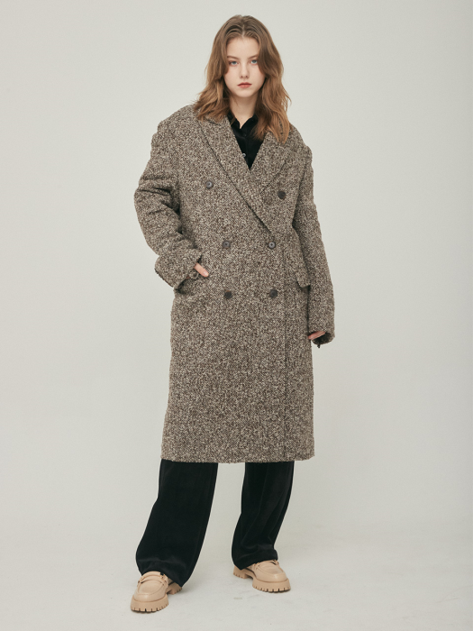 LO HERRINGBONE DOUBLE COAT(BROWN)